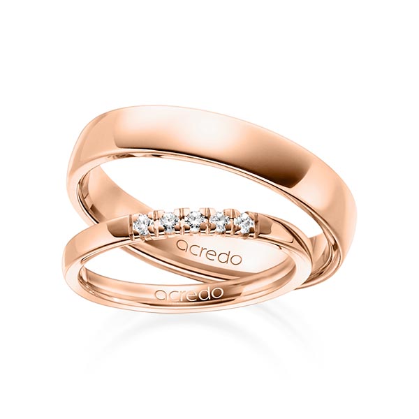 Set in roodgoud 14 kt. met in totaal 0,1 ct. Briljant tw,vs van acredo - A-1313-5