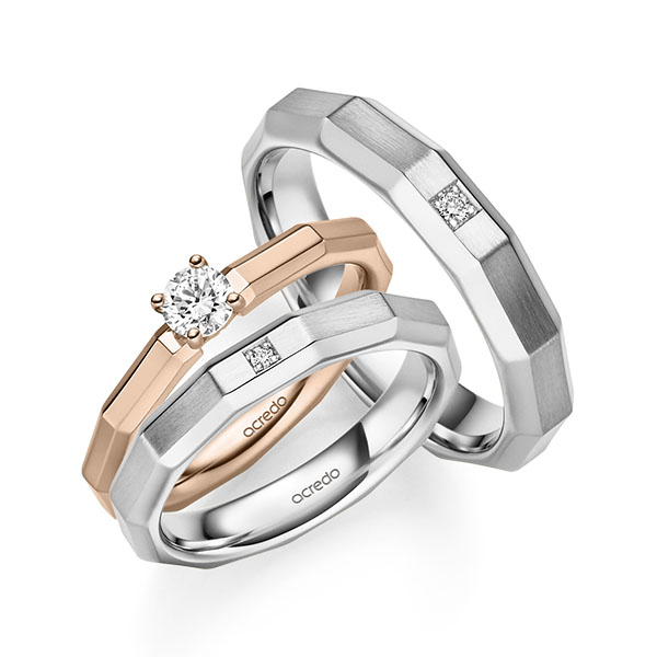 Set in roodgoud 14 kt. met in totaal 0,28 ct. Briljant tw,vs tw/si van acredo
