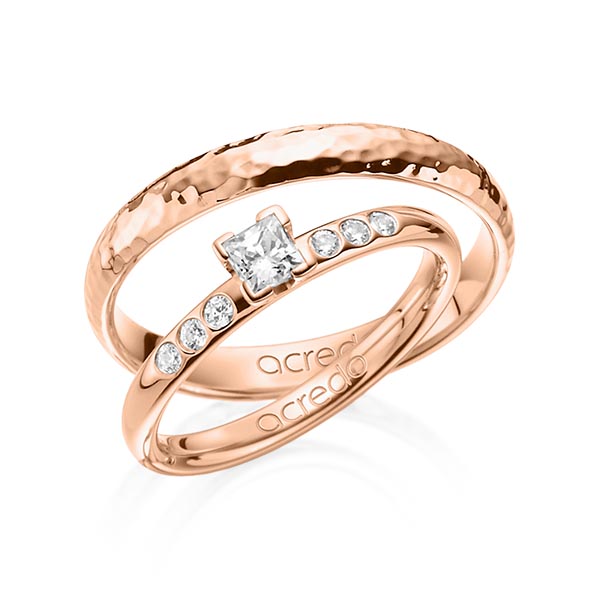 Set in roodgoud 14 kt. met in totaal 0,32 ct. Princess-Diamant tw,vs tw/si van acredo - A-1362-2