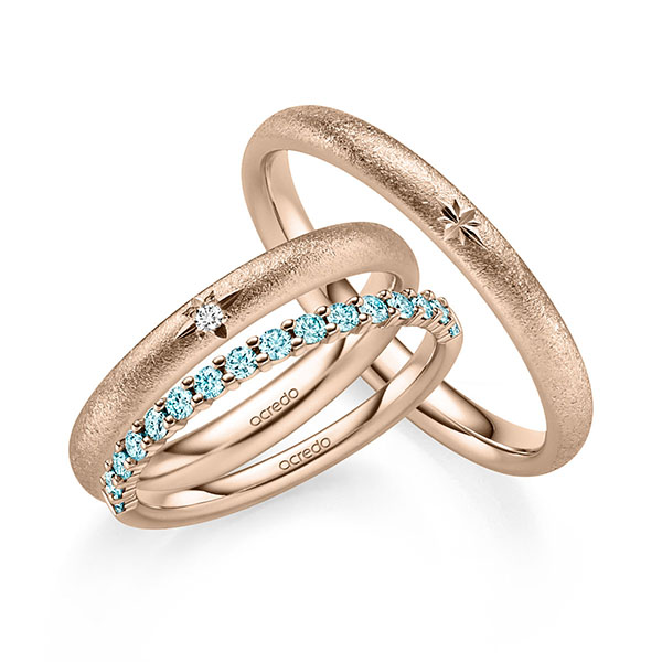 Set in roodgoud 14 kt. met in totaal 0,335 ct. Briljant tw/si iceblue van acredo