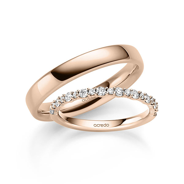 Set in roodgoud 14 kt. met in totaal 0,39 ct. tw/si van acredo