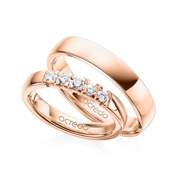 Set in roodgoud 14 kt. met in totaal 0,3 ct. Briljant tw,vs van acredo - A-1314-5