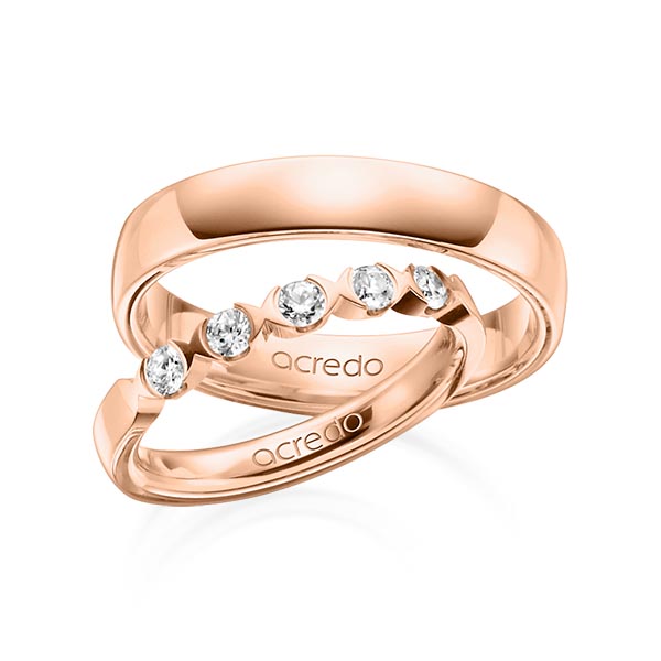 Set in roodgoud 14 kt. met in totaal 0,3 ct. Briljant tw,vs van acredo - A-1319-5