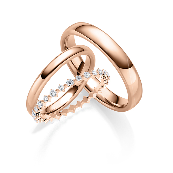 Set in roodgoud 14 kt. met in totaal 0,42 ct. tw/si van Steinberg