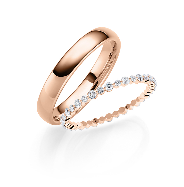 Set in roodgoud 14 kt. met in totaal 0,42 ct. tw/si van Steinberg
