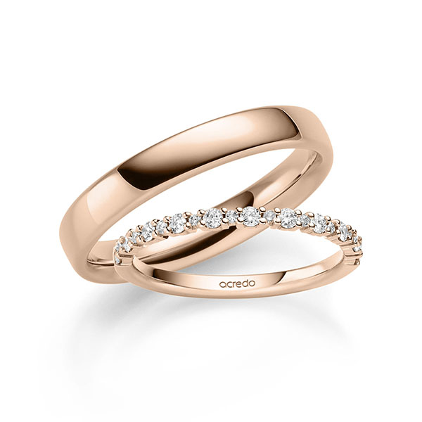Set in roodgoud 14 kt. met in totaal 0,54 ct. tw/si van acredo