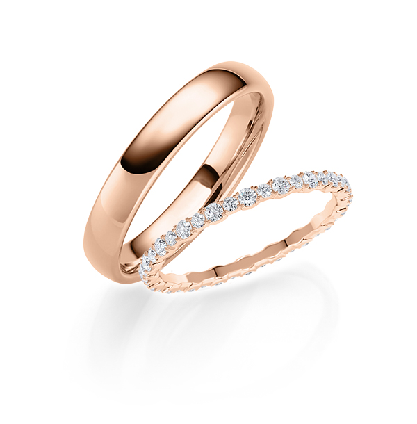 Set in roodgoud 14 kt. met in totaal 0,54 ct. tw/si van Steinberg