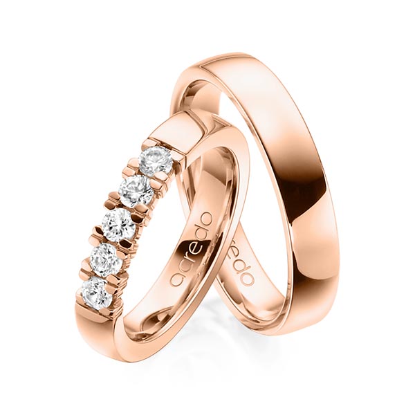 Set in roodgoud 14 kt. met in totaal 0,5 ct. Briljant tw,vs van acredo - A-1315-5