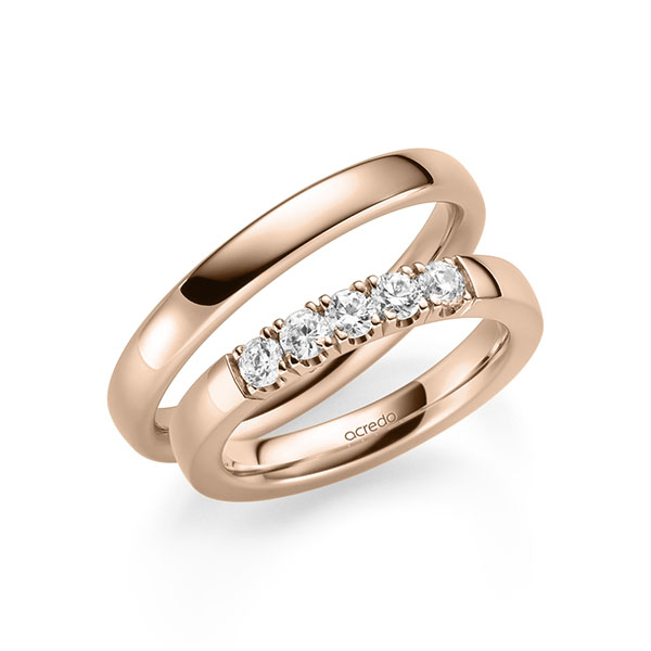 Set in roodgoud 14 kt. met in totaal 0,5 ct. Briljant tw/si van acredo