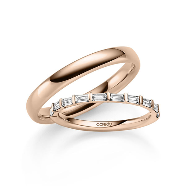 Set in roodgoud 14 kt. met in totaal 0,5 ct. tw,vs van acredo