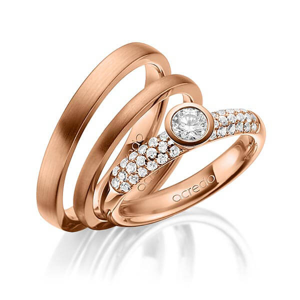 Set in roodgoud 14 kt. met in totaal 0,61 ct. Briljant & Briljanten tw/si tw,vs van acredo