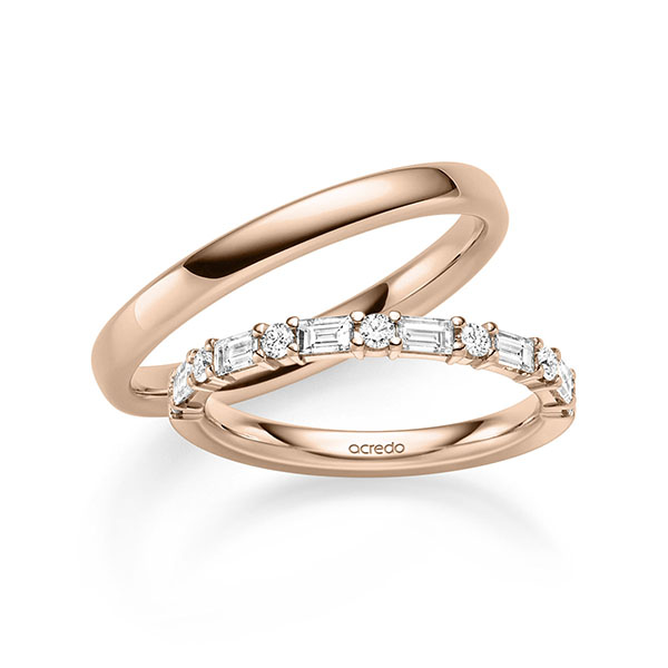 Set in roodgoud 14 kt. met in totaal 0,69 ct. tw,vs van acredo