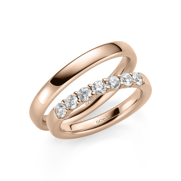 Set in roodgoud 14 kt. met in totaal 0,7 ct. Briljant tw/si van acredo