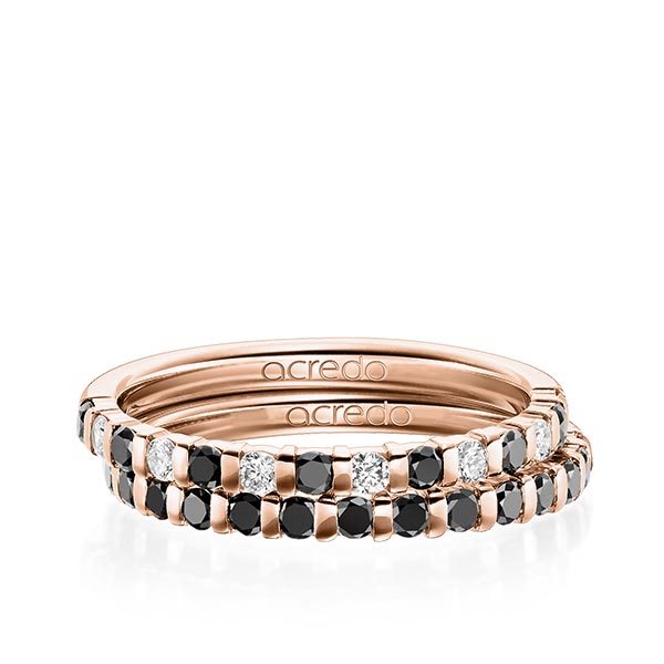 Set in roodgoud 14 kt. met in totaal 0,81 ct. Briljant tw/si Zwart van acredo