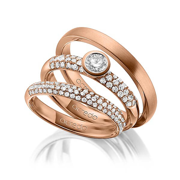 Set in roodgoud 14 kt. met in totaal 0,99 ct. Briljant & Briljanten tw/si tw,vs van acredo