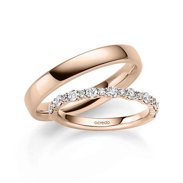 Set in roodgoud 14 kt. met in totaal 1,04 ct. tw/si van acredo