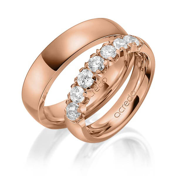 Set in roodgoud 14 kt. met in totaal 1,05 ct. Briljant tw,vs van acredo - A-1573-4 Set in roodgoud 14 kt. met in totaal 1,05 ct. Briljant tw,vs van acredo - A-1573-4