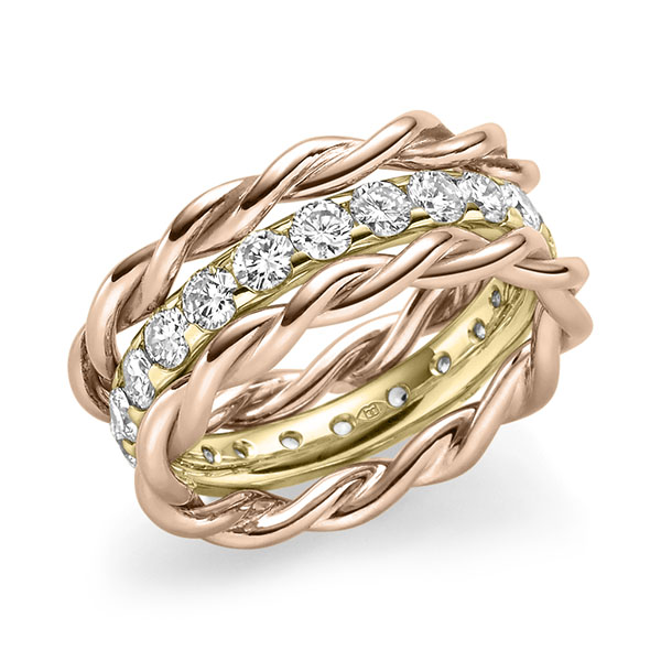 Set in roodgoud 14 kt. met in totaal 1,98 ct. Briljant tw/si van Merii - M-1302-12