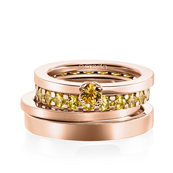 Set in roodgoud 14 kt. met in totaal 2,32 ct. Briljant Saffier Geel van acredo - A-1986-4 Set in roodgoud 14 kt. met in totaal 2,32 ct. Briljant Saffier Geel van acredo - A-1986-4