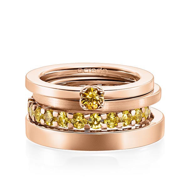 Set in roodgoud 14 kt. met in totaal 2,32 ct. Briljant Saffier Geel van acredo - A-1987-3 Set in roodgoud 14 kt. met in totaal 2,32 ct. Briljant Saffier Geel van acredo - A-1987-3