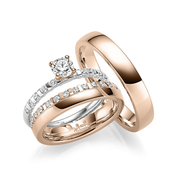 Set in roodgoud 14 kt. volledig gezet met 0,4 ct. + in totaal 0,78 ct. Briljant tw/si van Steinberg