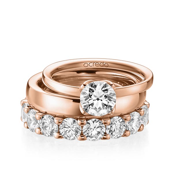 Set in roodgoud 18 kt. met 1 ct. + in totaal 4,14 ct. Briljanten & Briljant tw/si tw,vs van acredo