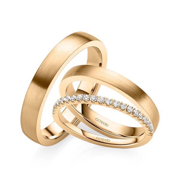 Set in Roségold 585 halbausgefasst mit zus. 0,21 ct. Brillant tw, vs von acredo - A-2067-4 Set in Roségold 585 halbausgefasst mit zus. 0,21 ct. Brillant tw, vs von acredo - A-2067-4