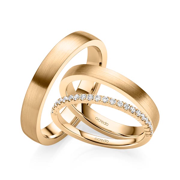 Set in Roségold 585 halbausgefasst mit zus. 0,22 ct. Brillant tw, vs von acredo - A-2066-4 Set in Roségold 585 halbausgefasst mit zus. 0,22 ct. Brillant tw, vs von acredo - A-2066-4
