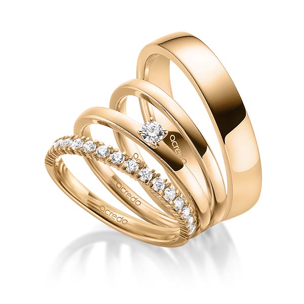 Set in Roségold 585 halbausgefasst mit zus. 0,45 ct. Brillant tw, vs tw, si von acredo
