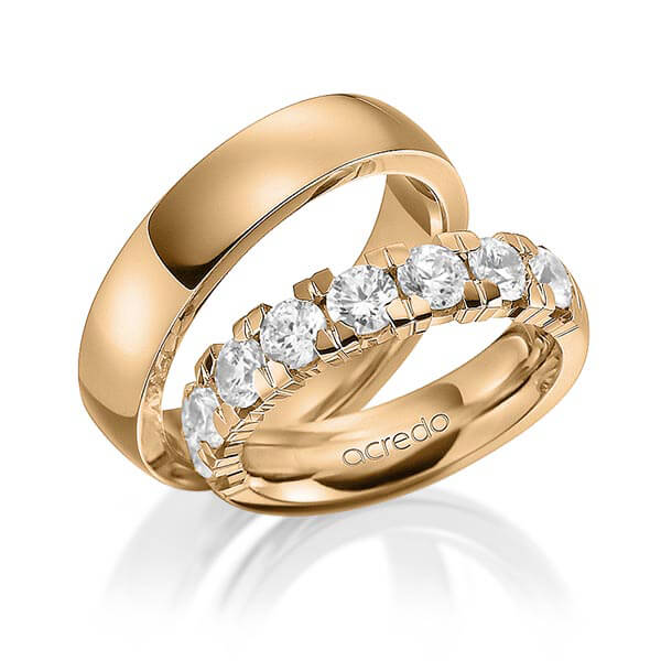 Set in Roségold 585 halbausgefasst mit zus. 2 ct. Brillant tw, vs von acredo - A-1586-3 Set in Roségold 585 halbausgefasst mit zus. 2 ct. Brillant tw, vs von acredo - A-1586-3