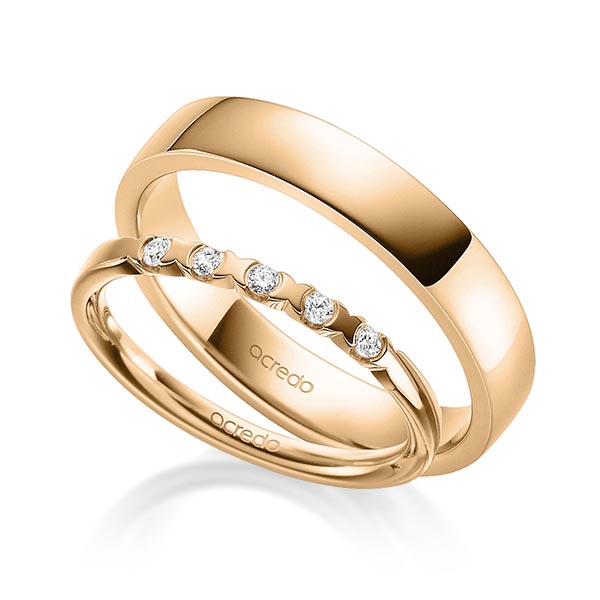 Set in Roségold 585 mit zus. 0,1 ct. Brillant tw, vs von acredo