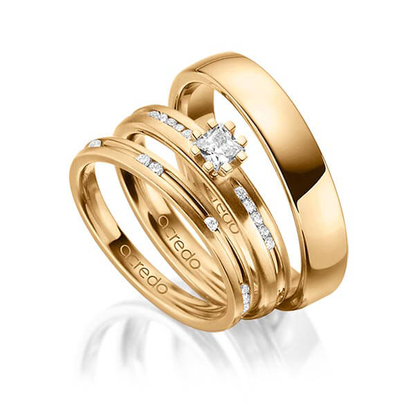 Set in Roségold 585 mit zus. 0,47 ct. Brillant & Prinzess-Diamant tw, si von acredo