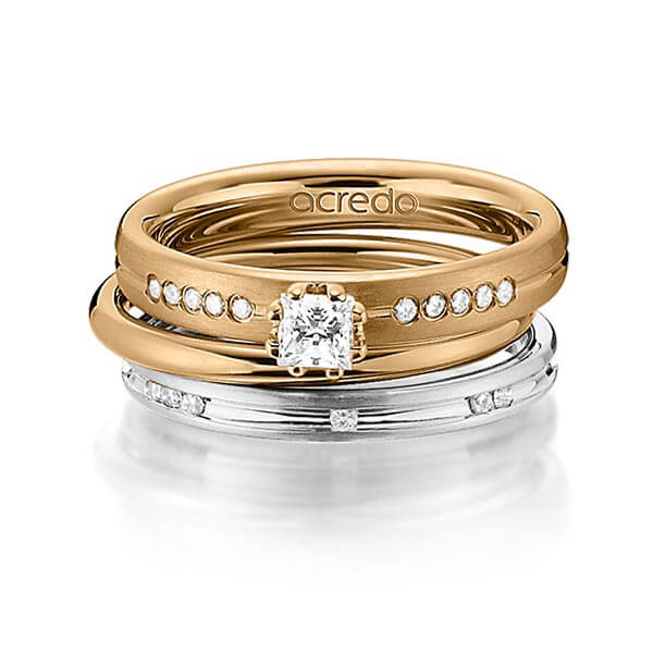 Set in Roségold 585 mit zus. 0,47 ct. Prinzess-Diamant & Brillant tw, si von acredo