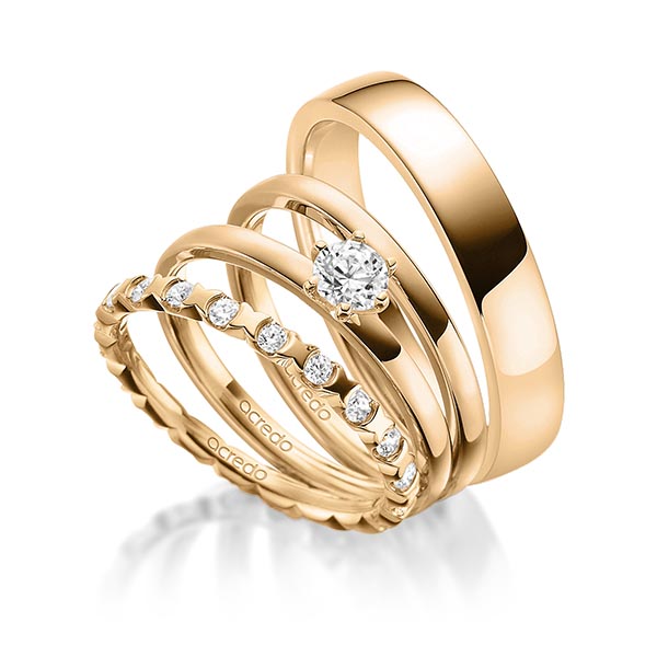 Set in Roségold 585 vollausgefasst mit 0,3 ct. + zus. 0,4 ct. Brillant tw, vs von acredo Set in Roségold 585 vollausgefasst mit 0,3 ct. + zus. 0,4 ct. Brillant tw, vs von acredo