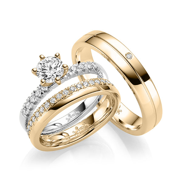 Set in Roségold 585 vollausgefasst mit 0,7 ct. + zus. 0,64 ct. Brillant tw, si von Steinberg