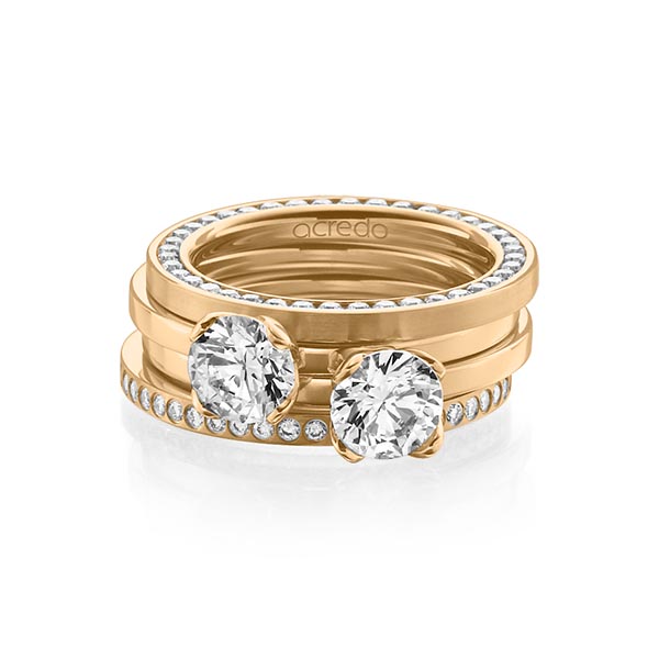 Set in Roségold 585 vollausgefasst mit 1 ct. + zus. 1,055 ct. Brillant tw, si tw, vs von acredo - A-1225-5