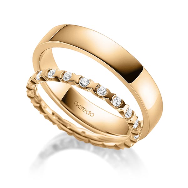 Set in Roségold 585 vollausgefasst mit zus. 0,4 ct. Brillant tw, vs von acredo