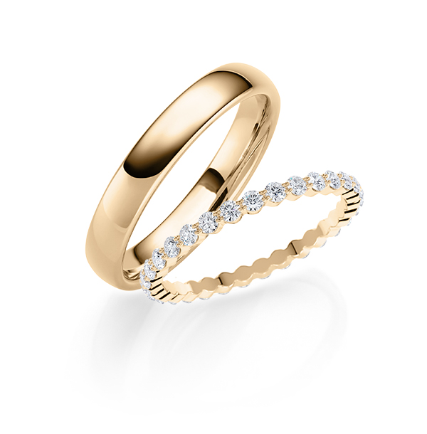 Set in Roségold 585 vollausgefasst mit zus. 0,58 ct. Brillant tw, si von Steinberg - Q-1782-3