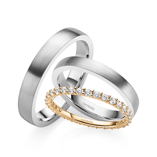 Set in Roségold 585 vollausgefasst mit zus. 0,62 ct. Brillant tw, si von acredo - A-2072-4 Set in Roségold 585 vollausgefasst mit zus. 0,62 ct. Brillant tw, si von acredo - A-2072-4