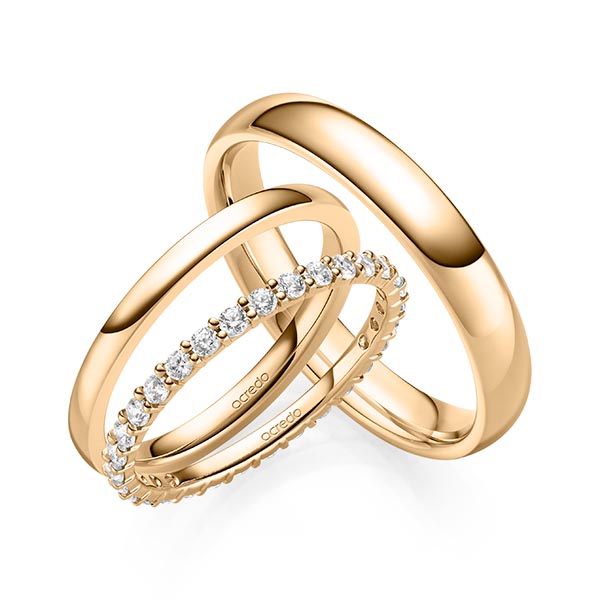 Set in Roségold 585 vollausgefasst mit zus. 0,62 ct. Brillant tw, si von acredo - A-2081-5 Set in Roségold 585 vollausgefasst mit zus. 0,62 ct. Brillant tw, si von acredo - A-2081-5