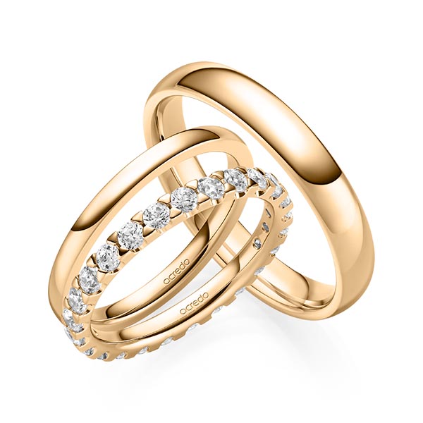 Set in Roségold 585 vollausgefasst mit zus. 1,3 ct. Brillant tw, si von acredo - A-2077-4 Set in Roségold 585 vollausgefasst mit zus. 1,3 ct. Brillant tw, si von acredo - A-2077-4