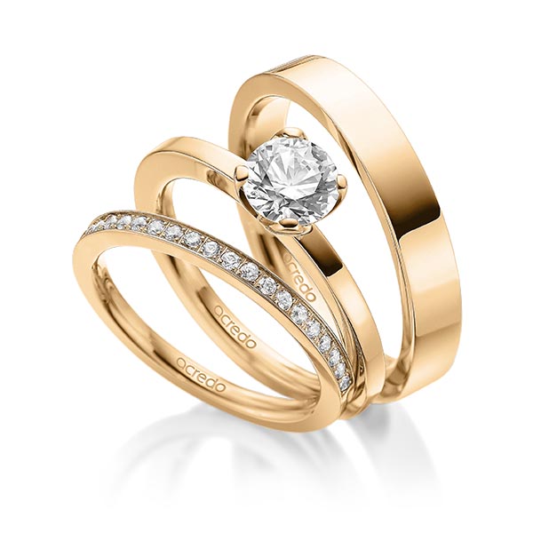 Set in roségoud 14 kt. half gezet met 1 ct. + in totaal 0,22 ct. Briljant & Briljanten tw/si tw,vs van acredo