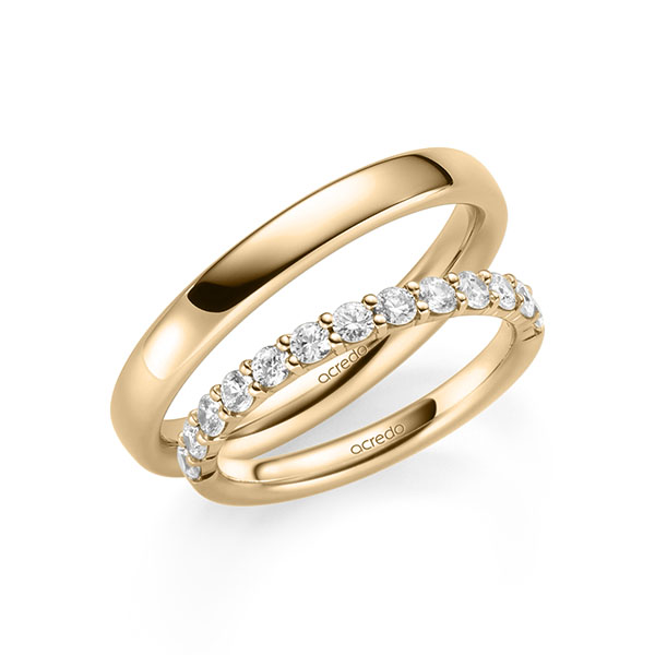 Set in roségoud 14 kt. half gezet met in totaal 0,6 ct. Briljant tw/si van acredo Set in roségoud 14 kt. half gezet met in totaal 0,6 ct. Briljant tw/si van acredo