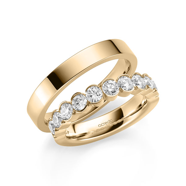 Set in roségoud 14 kt. half gezet met in totaal 1,5 ct. Briljant tw/si van acredo - A-2119-12 Set in roségoud 14 kt. half gezet met in totaal 1,5 ct. Briljant tw/si van acredo - A-2119-12