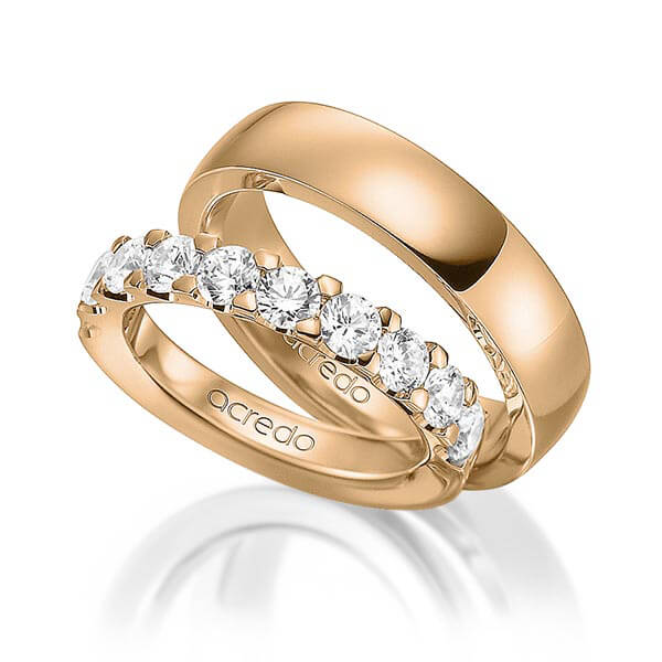 Set in roségoud 14 kt. half gezet met in totaal 1,6 ct. Briljant tw,vs van acredo - A-1577-2 Set in roségoud 14 kt. half gezet met in totaal 1,6 ct. Briljant tw,vs van acredo - A-1577-2