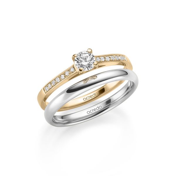 Set in roségoud 14 kt. met 0,3 ct. + in totaal 0,07 ct. Briljant tw/si van acredo