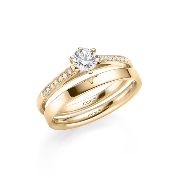 Set in roségoud 14 kt. met 0,4 ct. + in totaal 0,07 ct. Briljant tw/si van acredo