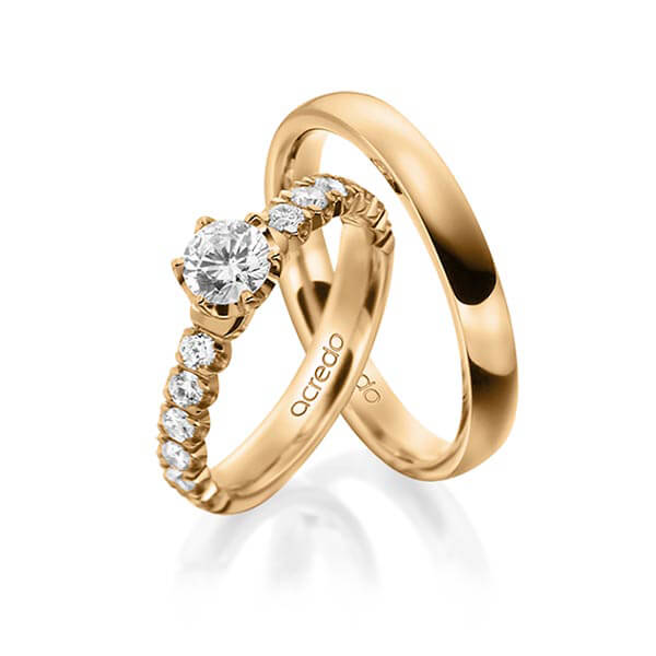 Set in roségoud 14 kt. met 1 ct. + in totaal 0,6 ct. tw/si van acredo - A-1564-2