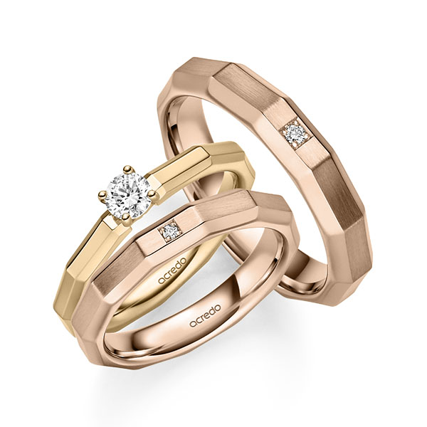 Set in roségoud 14 kt. met in totaal 0,28 ct. Briljant tw,vs tw/si van acredo