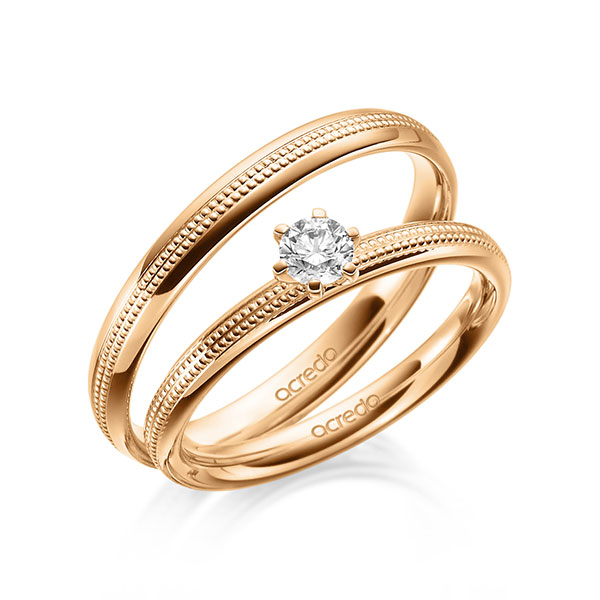 Set in roségoud 14 kt. met in totaal 0,2 ct. Briljant tw/si van acredo